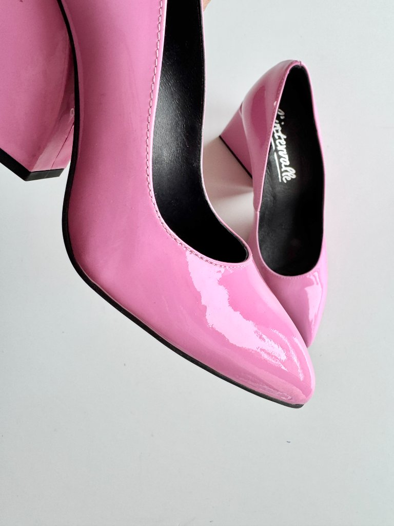 L'intervalle Pink Patent Leather Pointed Toe Chunky Heel Pumps, Size 36 — image 5 of 8